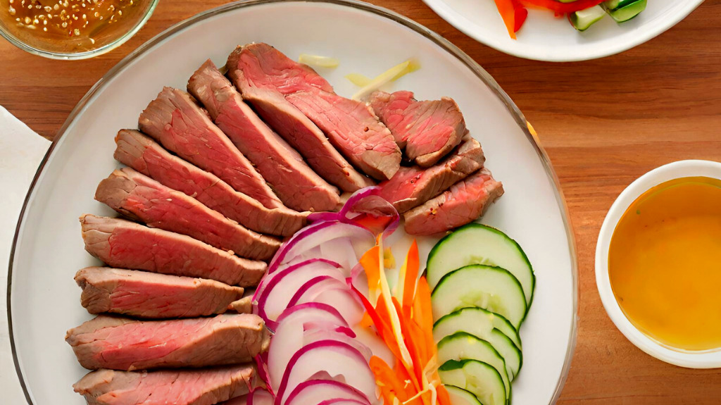 Receita de Bife de Alcatra Grelhado com Salada de Legumes Frescos