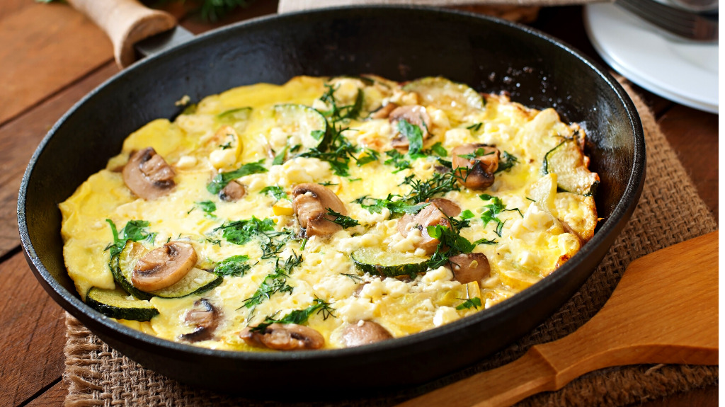 Receita de Omelete de Abobrinha e Cogumelos